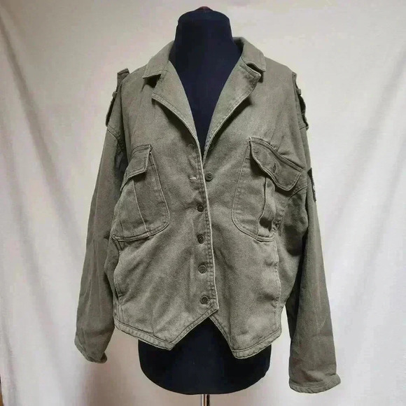 Ultra Pink Large Drab Green Military‎ Inspired Jacket Unisex Corset Back Grunge - Picture 12 of 14